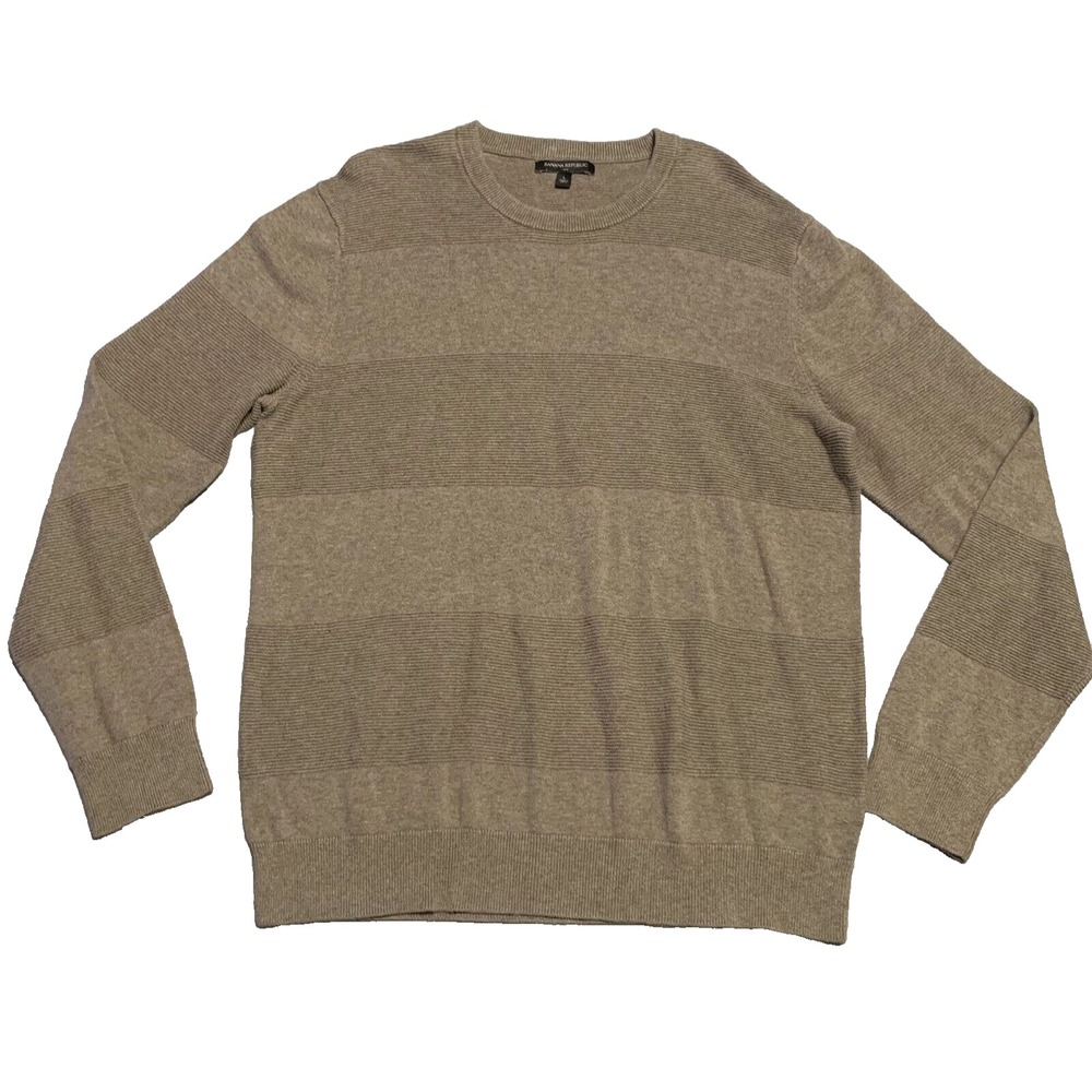Banana Republic Men's Striped Crew Neck 100% Cotton Sweater Brown - Size L
